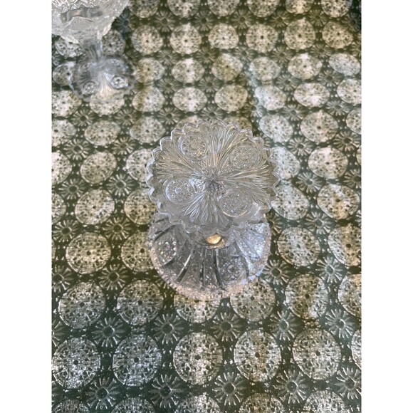 Set Of 2 Antique 1913 Imperial Glass Co EA Pressed Glass Compote Bellaire - Picture 5 of 5